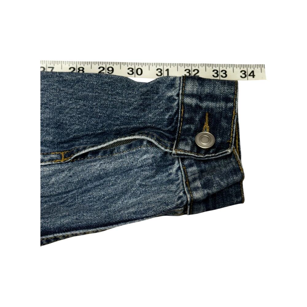 Unveil Sherpa Collar Denim Trucker Jacket Medium Blue Wash Fleece Lined - Picture 8 of 8